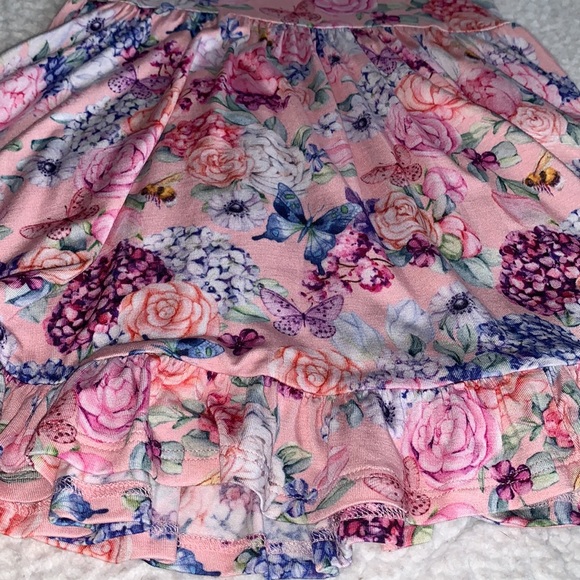 NWT Posh Peanut Lyric Ruffled Twirl Dress Pink Floral 3/4 - Picture 6 of 11